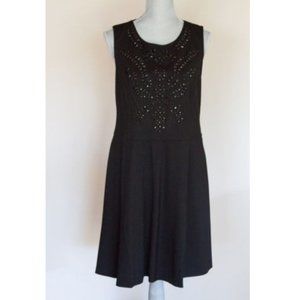 Sleeveless Dress Embellished Yoke - Black - Petite Large